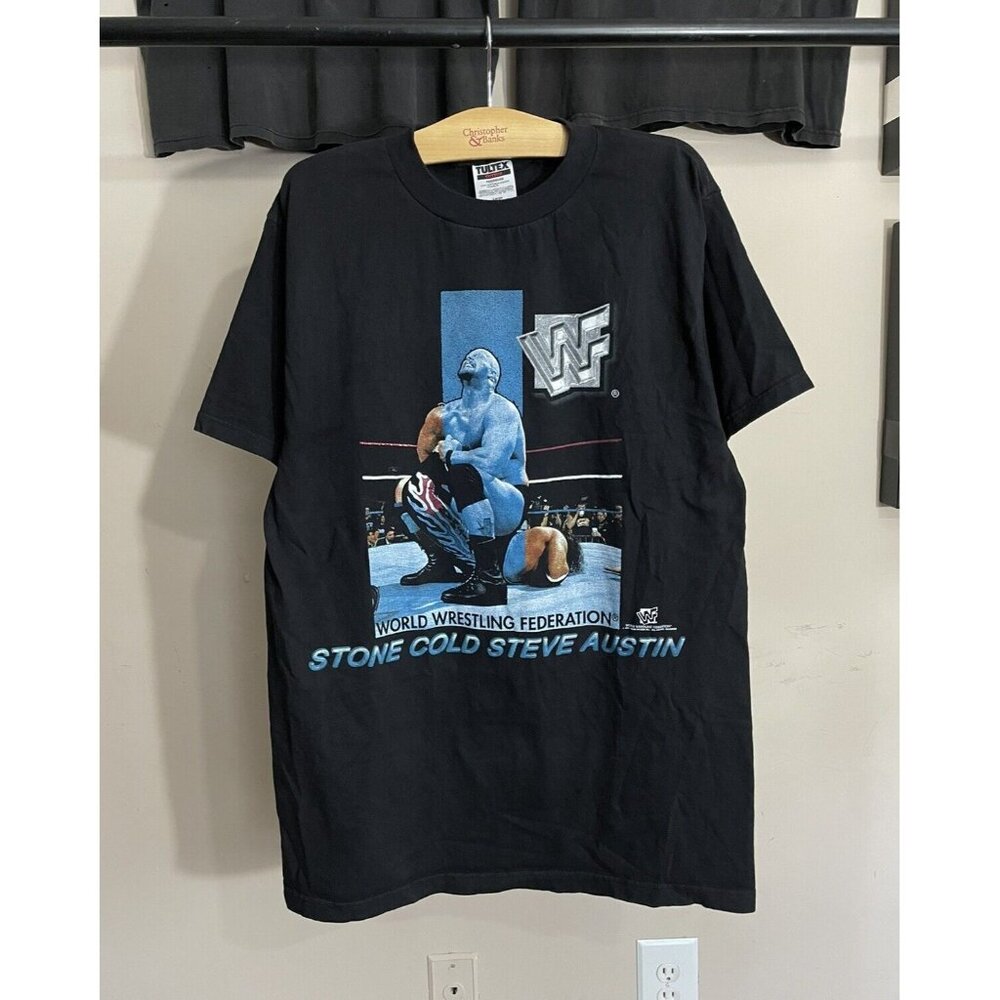 Vintage 1997 WWF Stone Cold Steve Austin Graphic wrestling shirt 22x31.5 Large
